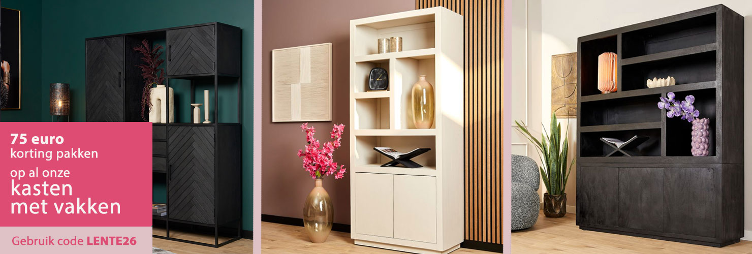 75 euro pakken op al onze kasten met vakken