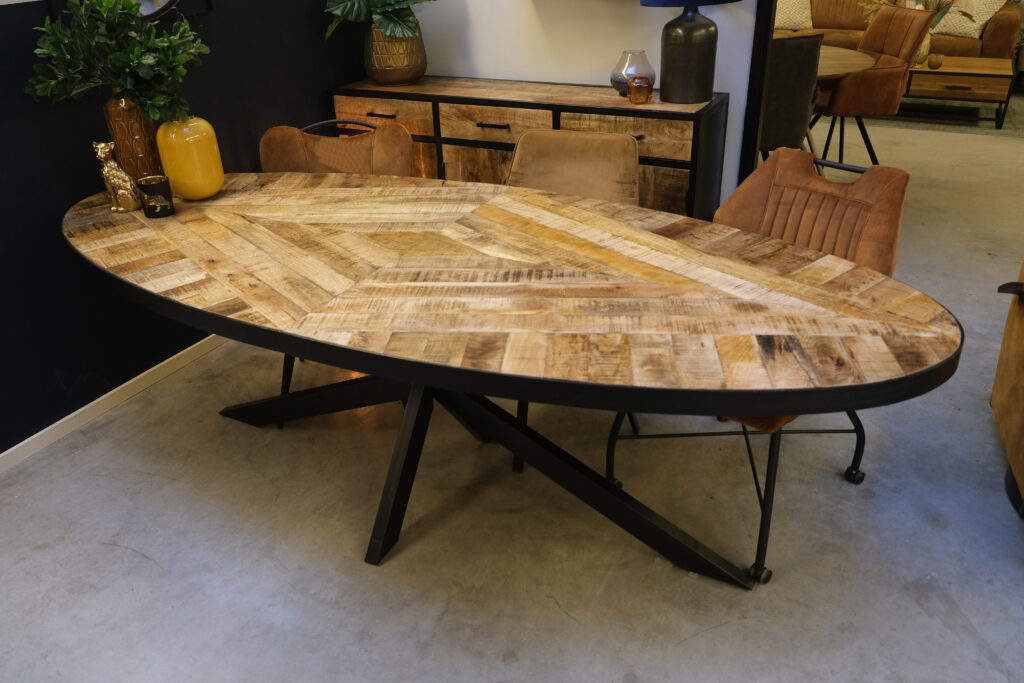 ovale tafel mangohout 300 cm