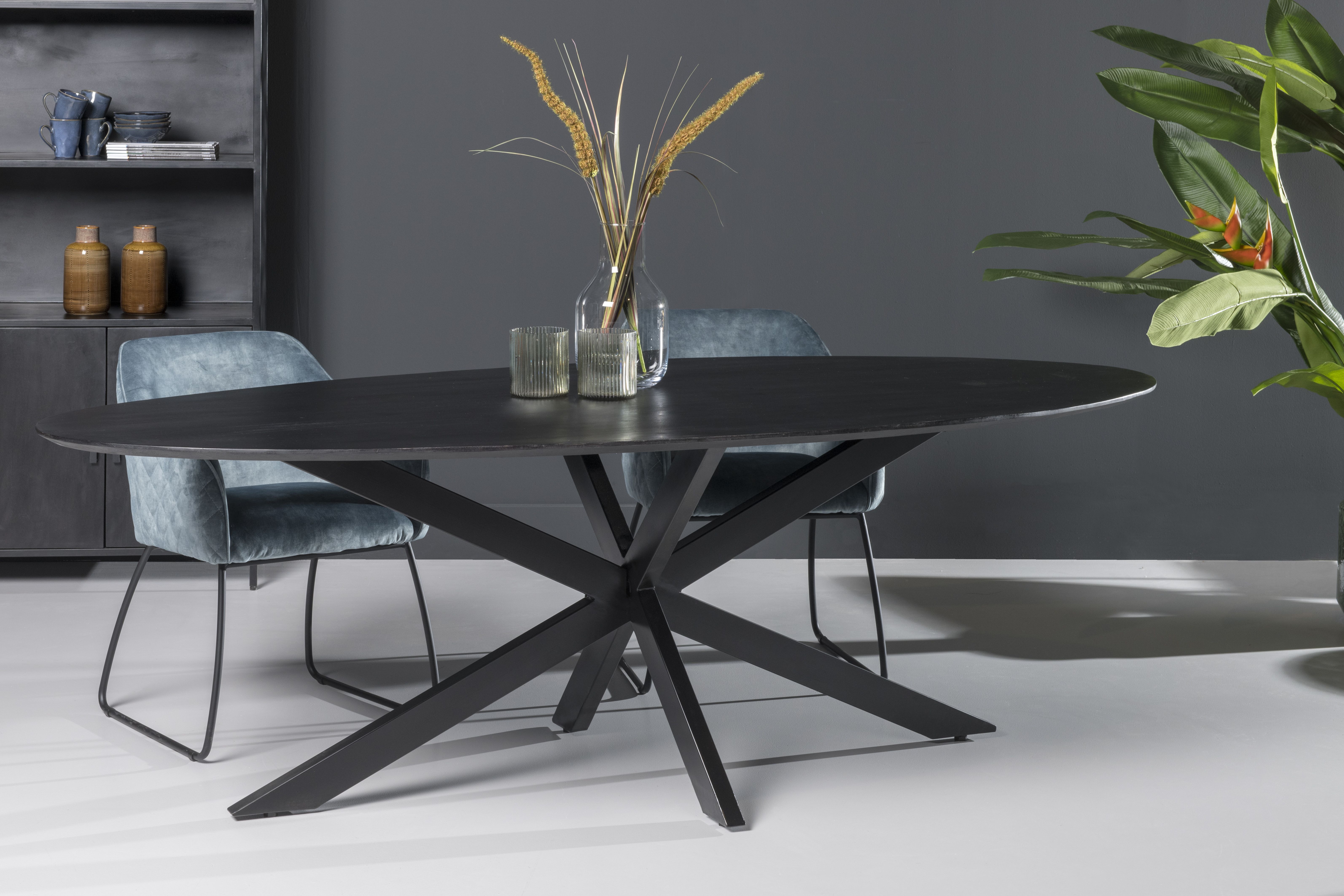 ovale tafel zwart 240 cm