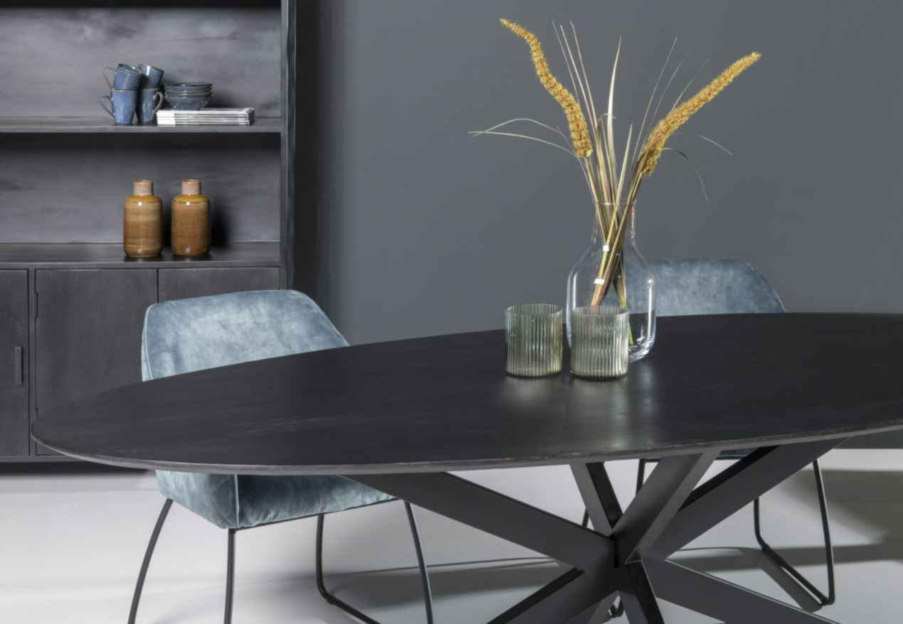 ovale tafel zwart 210 cm
