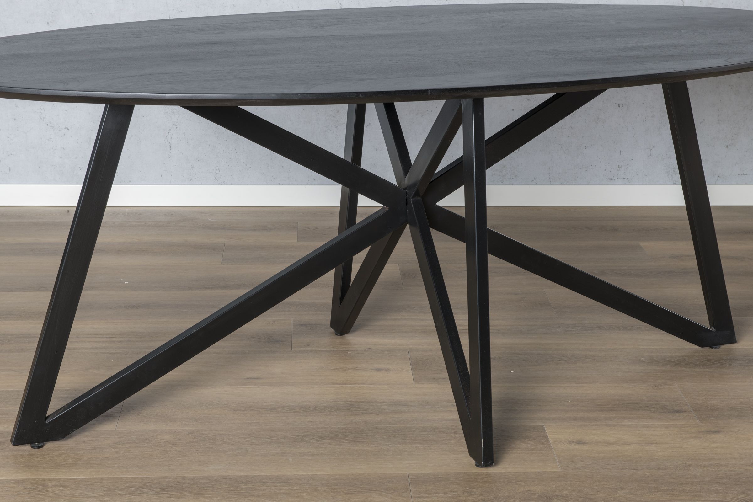 ovale tafel zwart acacia 200 cm
