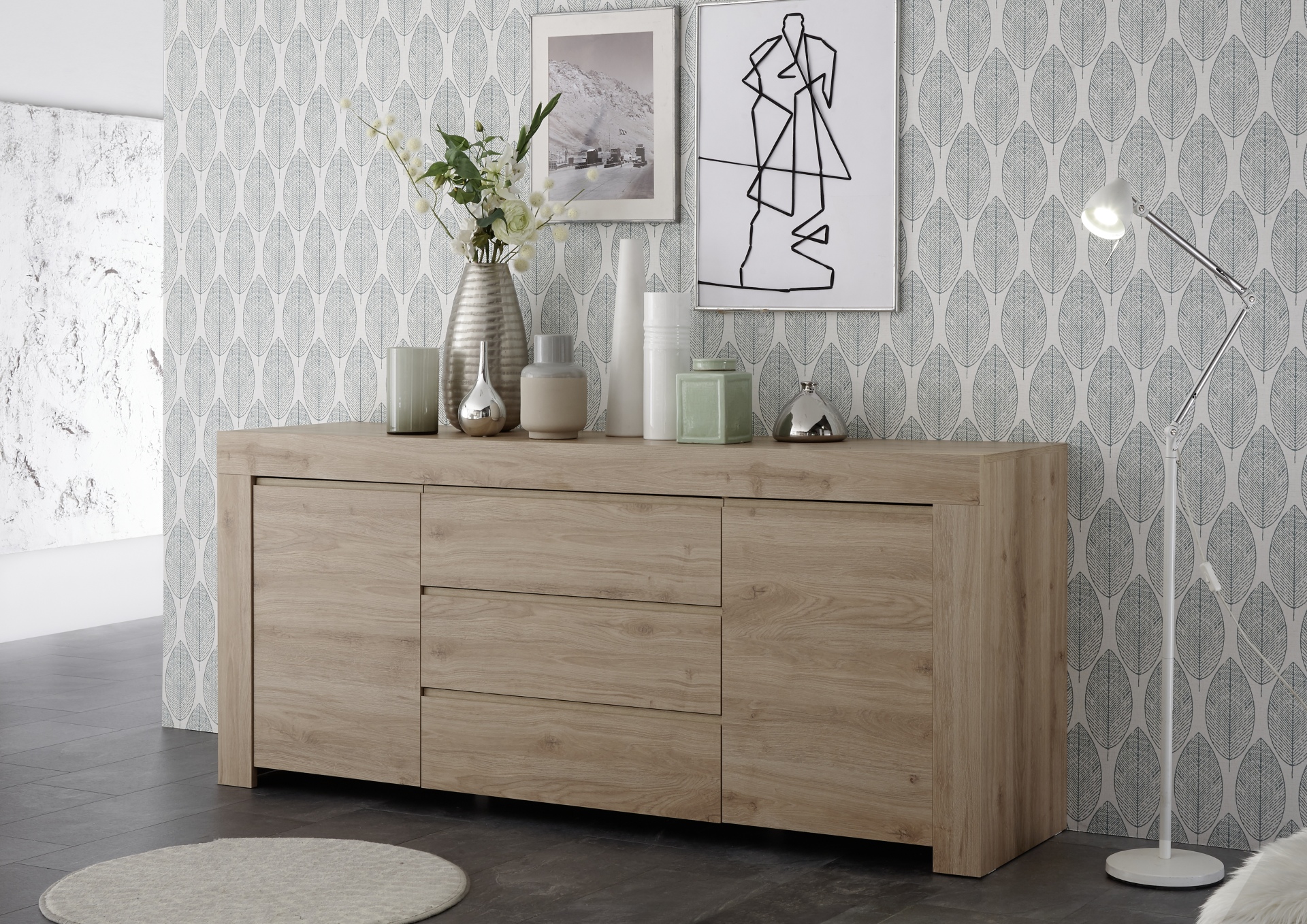 Echter Snor niveau eiken dressoir met deuren en laden kopen | Aktie wonen.nl