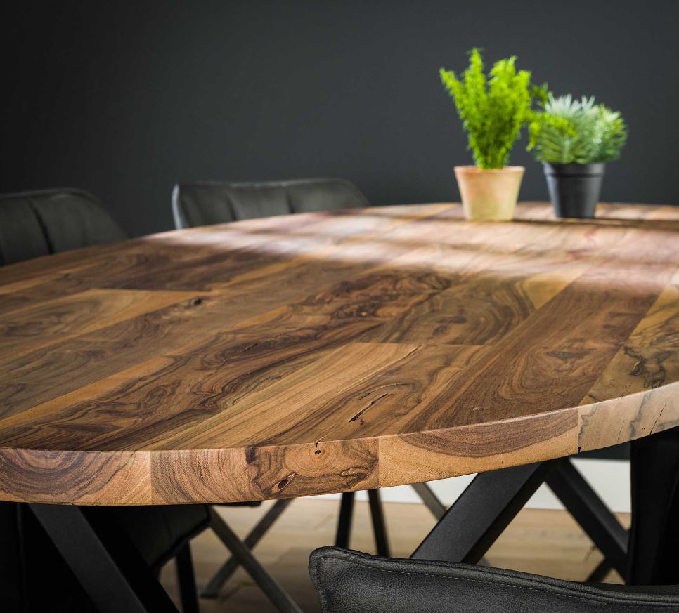 ovale tafel notenhout 270 cm