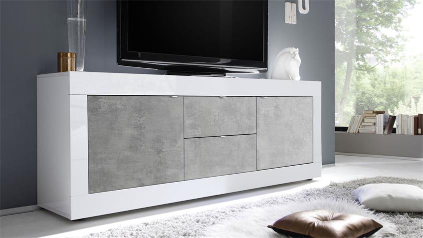 tv meubel wit betonlook 210 cm
