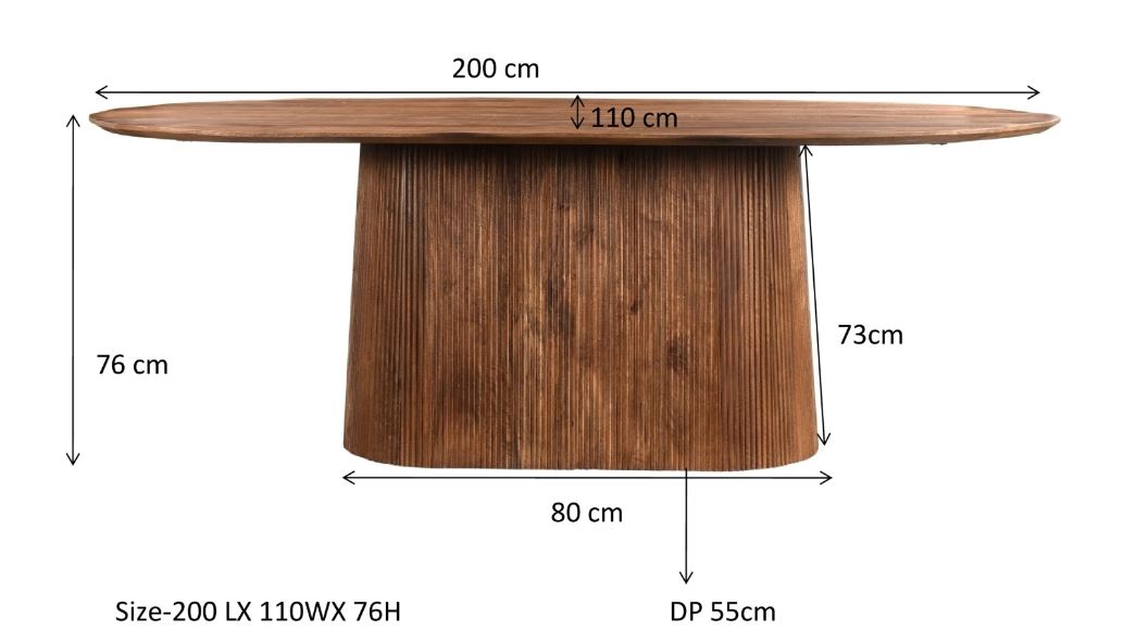 tafel kolomvoet mangohout 200 cm