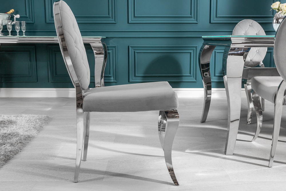 barok stoel fluweel grijs