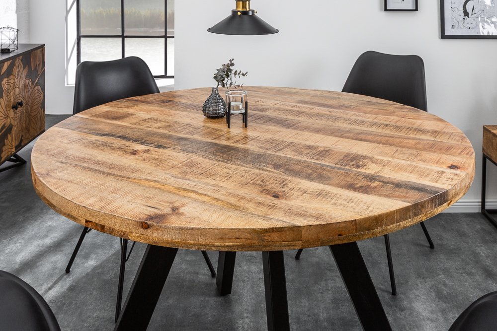 ronde mango houten tafel kopen | aktiewonen.nl