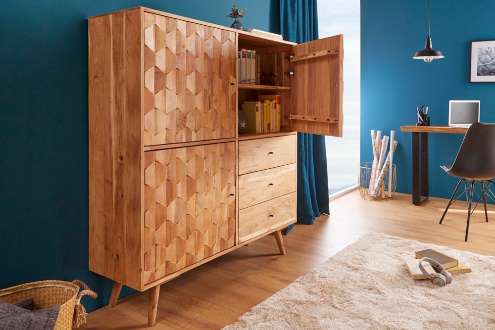 Verward kas Kostuum highboard kast van acaciahout kopen | aktiewonen.nl