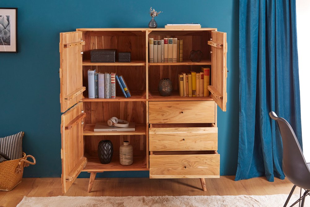 Verward kas Kostuum highboard kast van acaciahout kopen | aktiewonen.nl