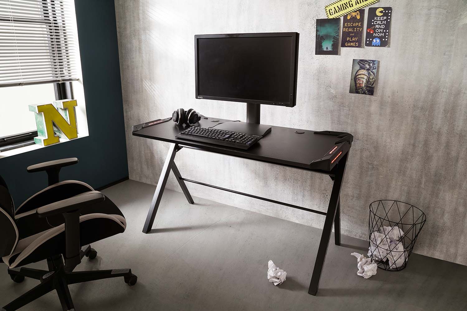 Bureau Gaming 120 cm LED - Houten meubelen