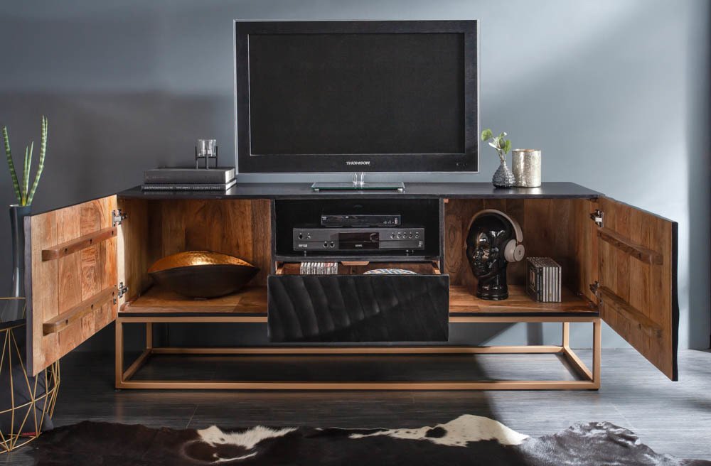 TV meubel zwart mango 160 cm