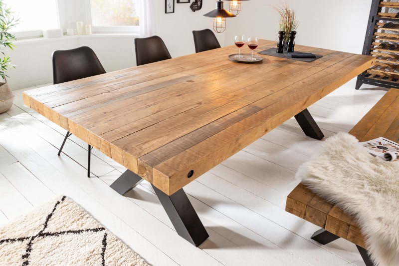 houten tafel met X frame 200 cm