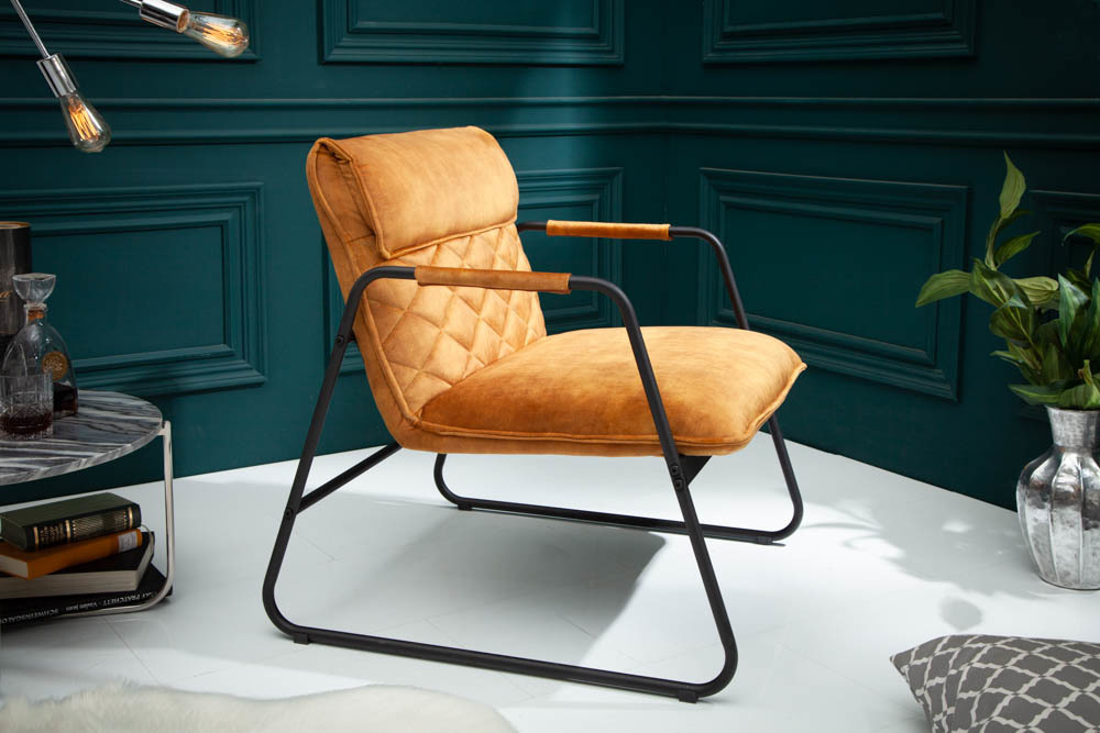 vintage fauteuil mosterdgeel
