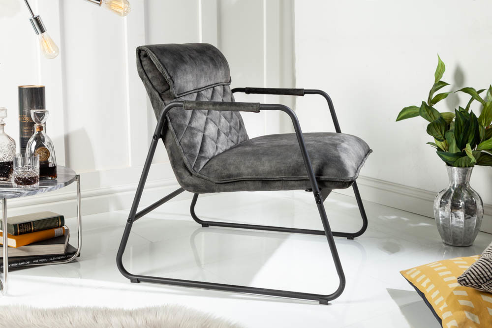 vintage fauteuil grijsgroen