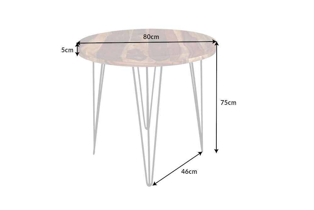 ronde tafel sheesham hout 80 cm