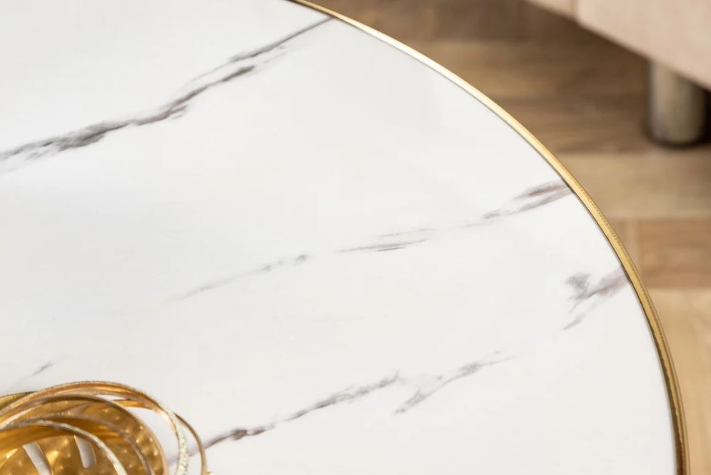 salontafel marmerlook wit goud 60 cm