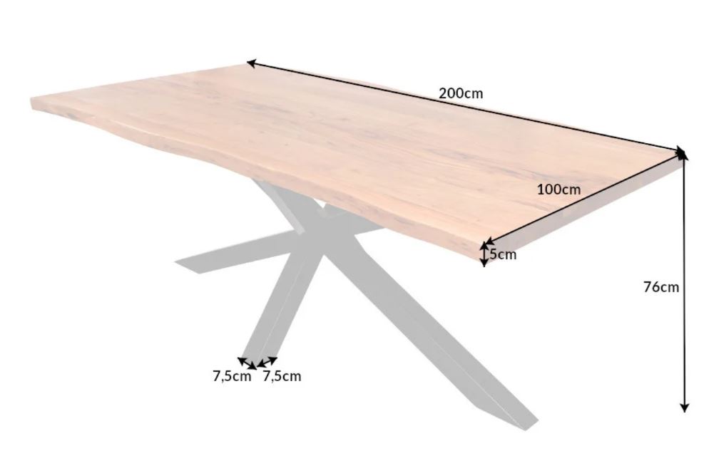 acacia tafel boomkanten 200 cm