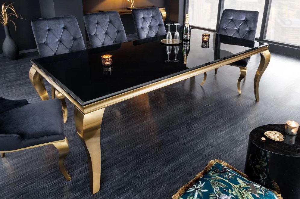 slachtoffer Frustrerend Emotie Luxe barok eettafel goud met zwart glas kopen | aktiewonen.nl