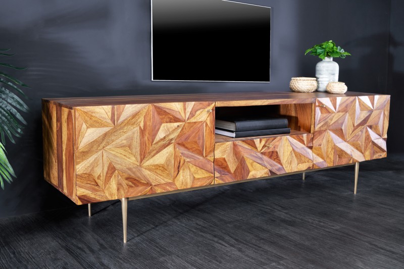 tv meubel 3D sheesham hout 160 cm