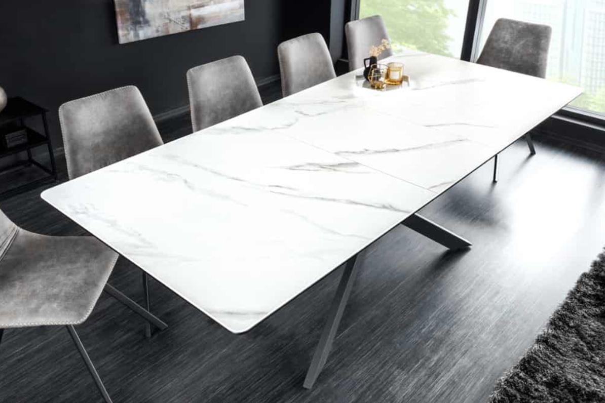 uitschuifbare tafel keramiek wit 160-200 cm