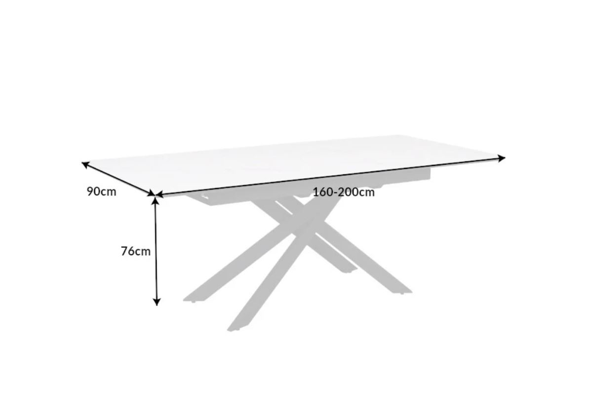 uitschuifbare tafel keramiek wit 160-200 cm