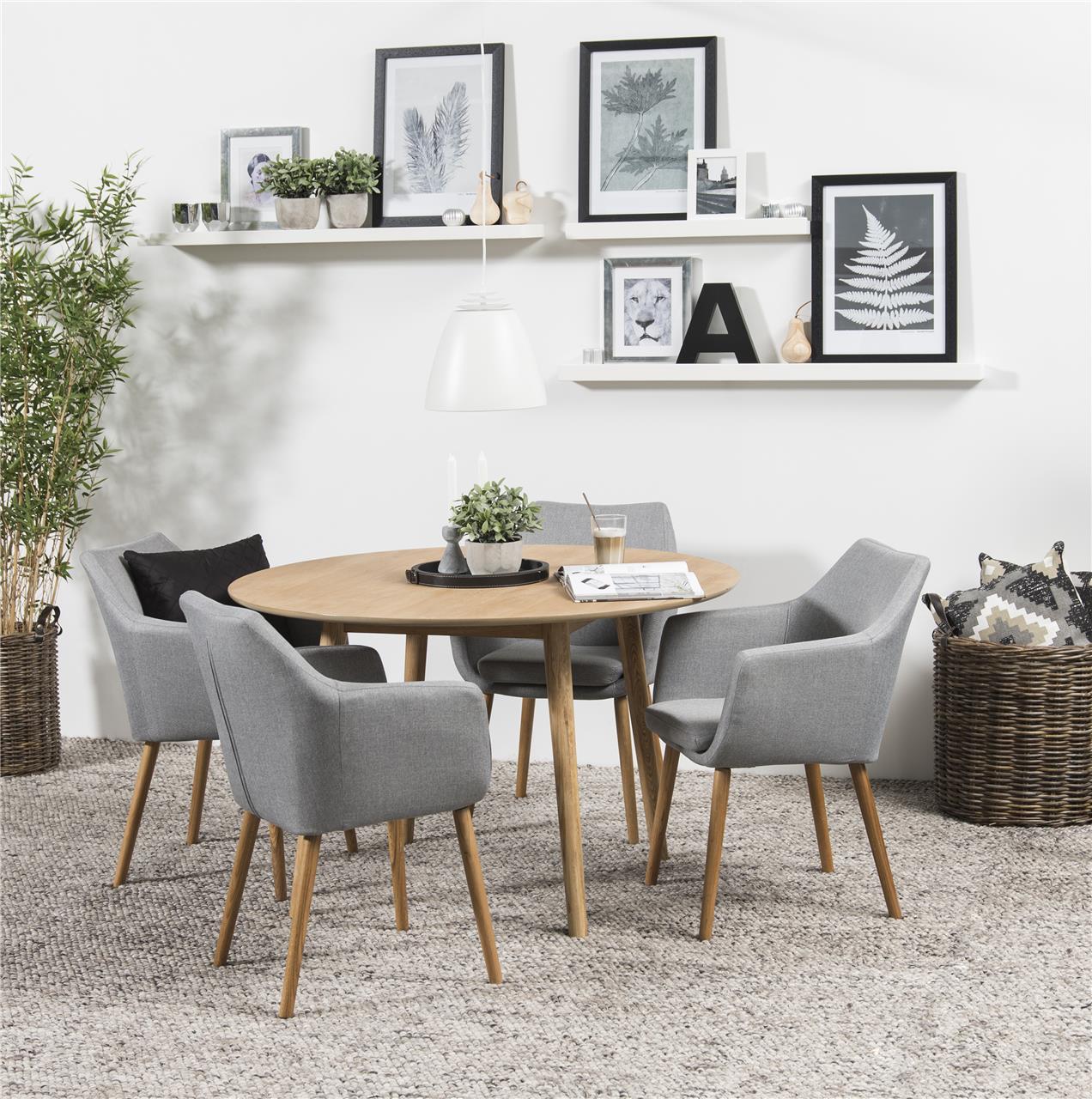 breuk Golf Michelangelo ronde scandinavische eiken tafel | Aktie wonen.nl