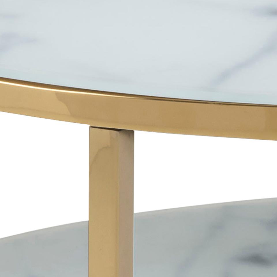 salontafel rond marmerlook wit goud -80 cm