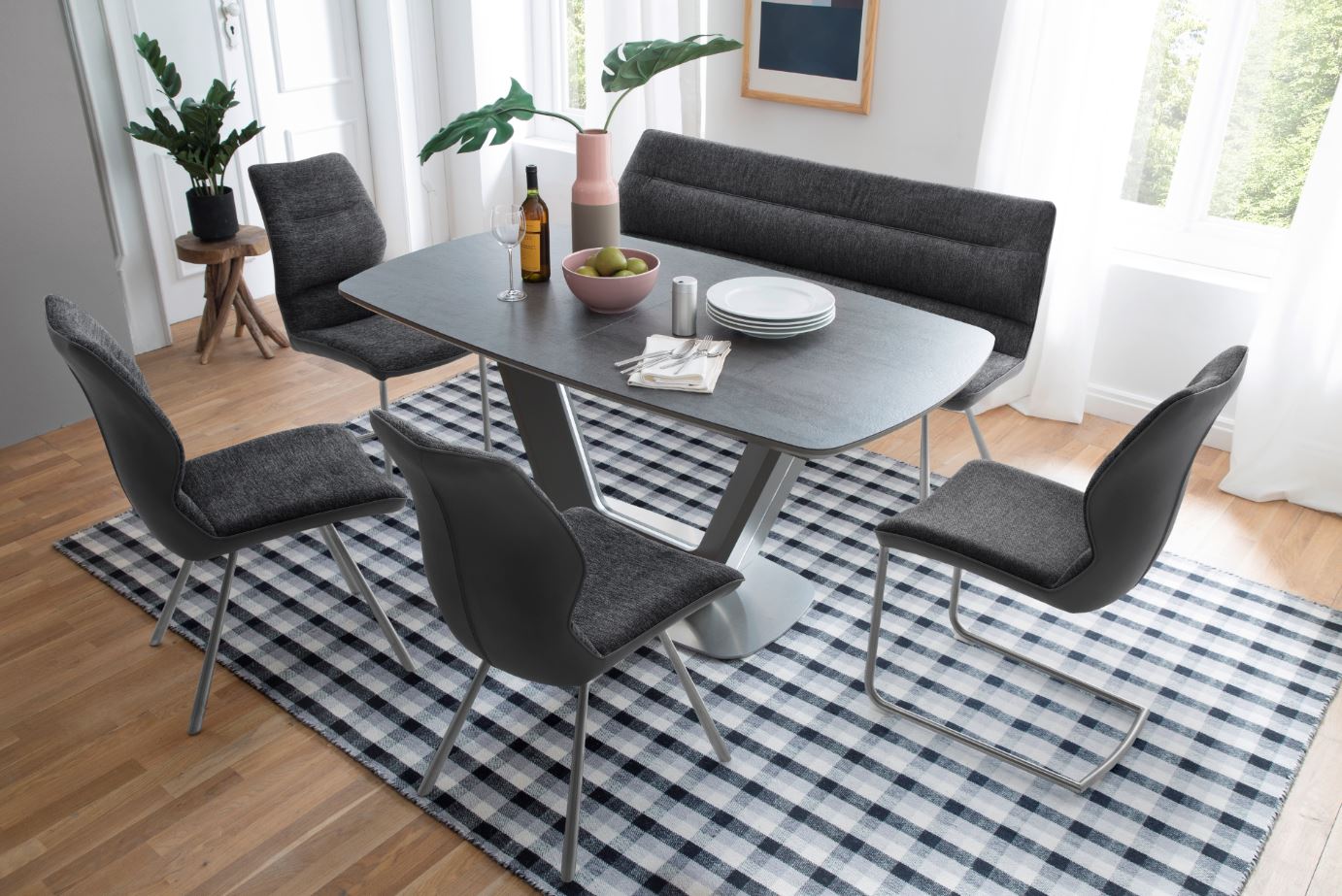 luxe uitschuifbare tafel antraciet grijs