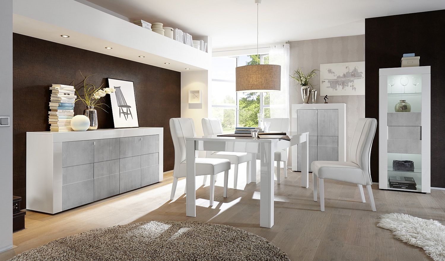 Hoogglans wit dressoir met betonlook | Aktie Wonen.nl Hoogglans wit dressoir met betonlook | Aktie Wonen.nl