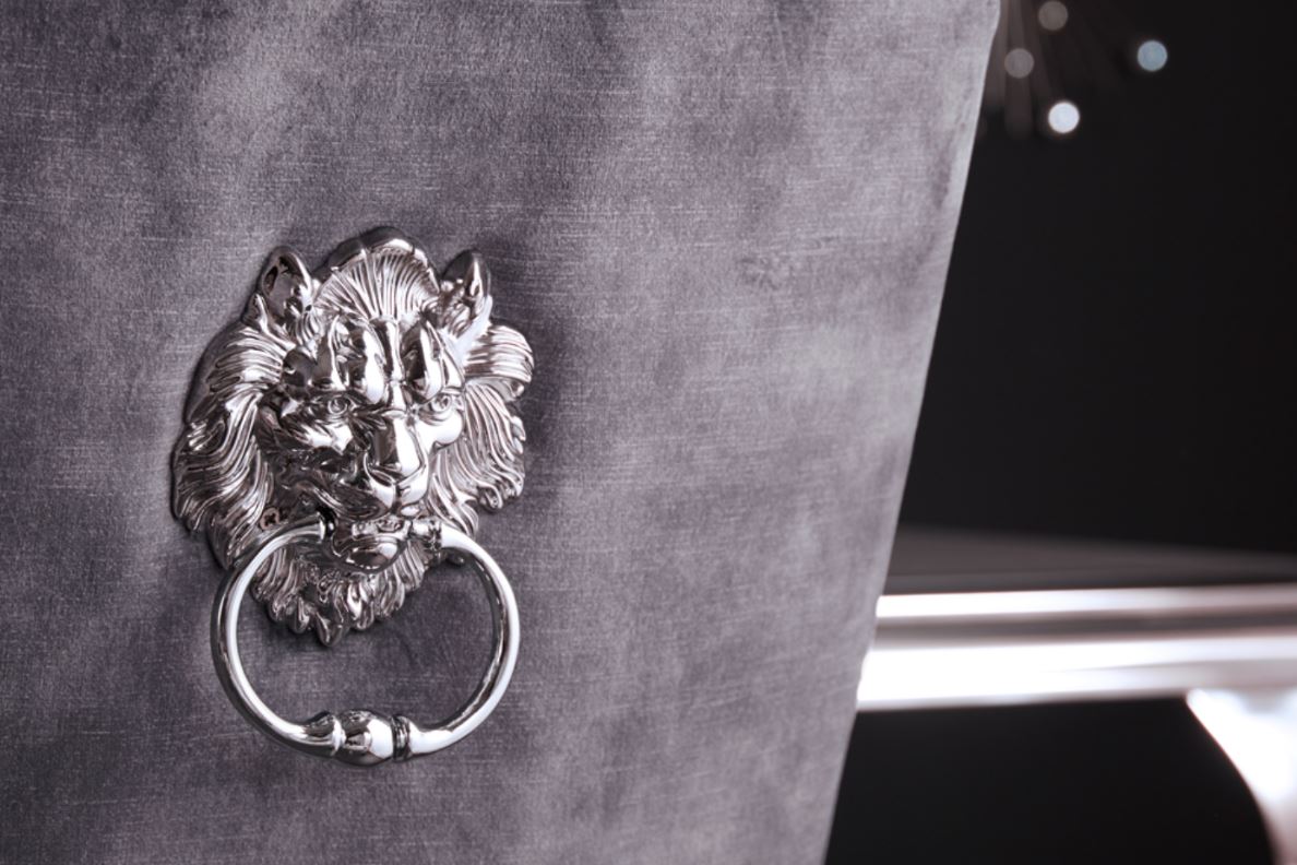 barok stoel grijs leeuwenkop