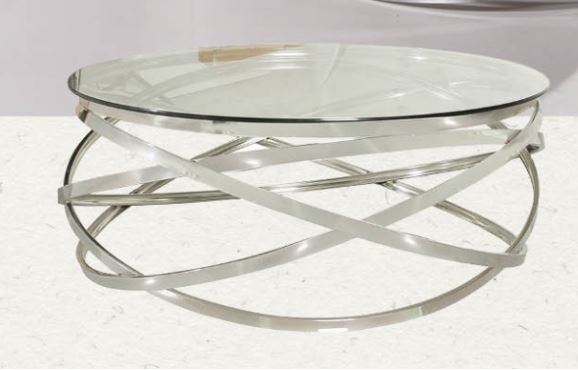 salontafel rond chroom glas