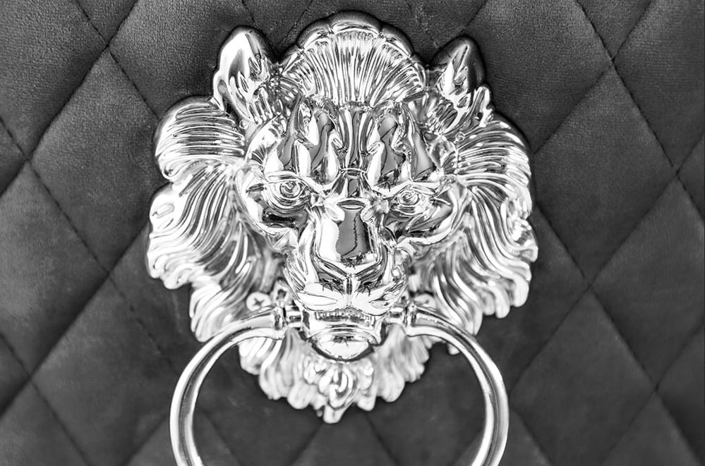 barock stoel grijs met leeuwenkop