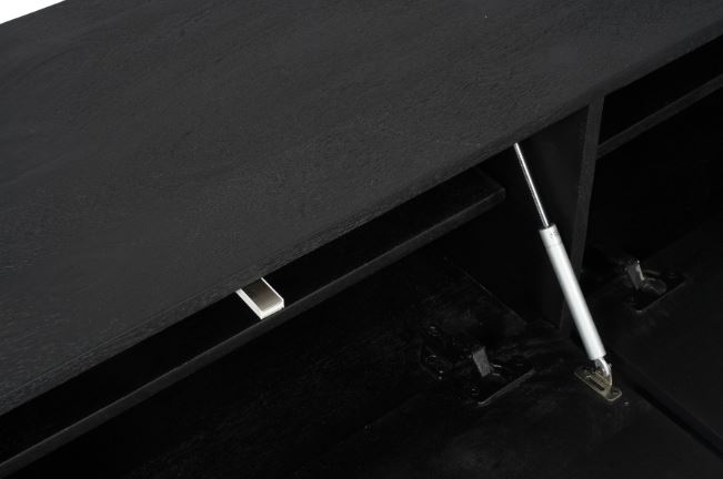 zwevend tv meubel zwart mangohout 200 cm
