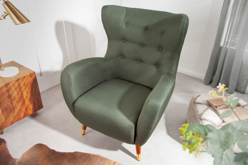 Oor fauteuil Donny groen stof