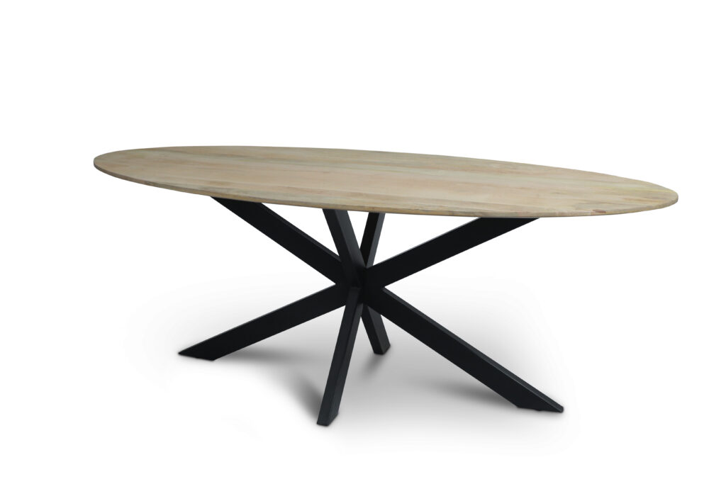 Ovale tafel naturel mangohout 180 cm