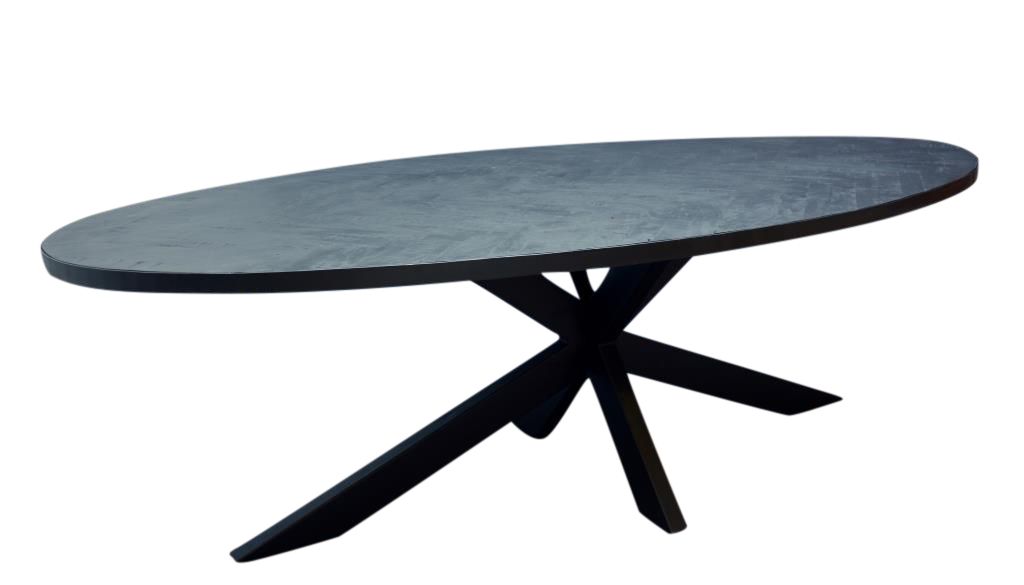 visgraat tafel zwart ovaal 240 cm