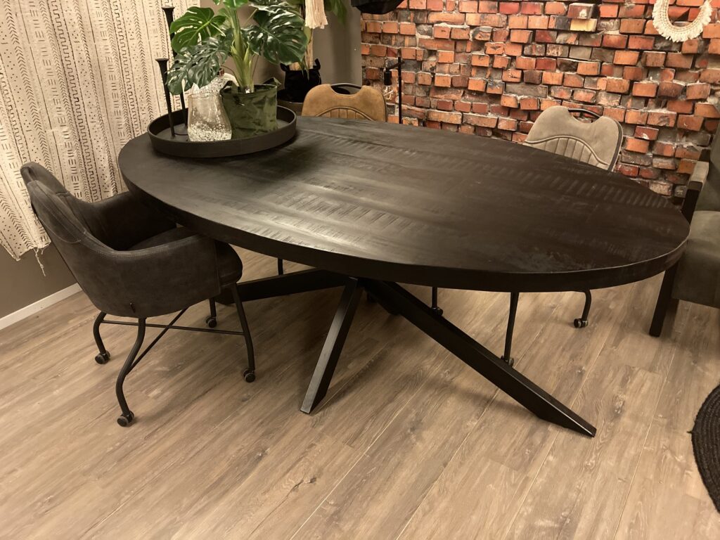 ovale mango tafel zwart 220 cm
