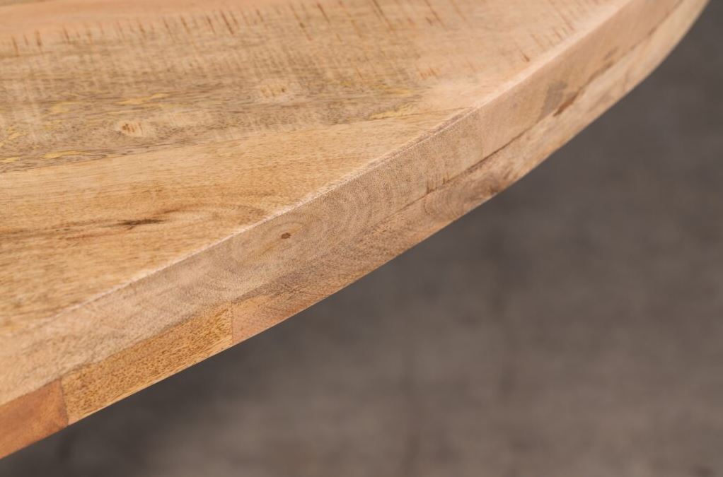 Ovale tafel 260 mangohout kolomvoet detail zijkant