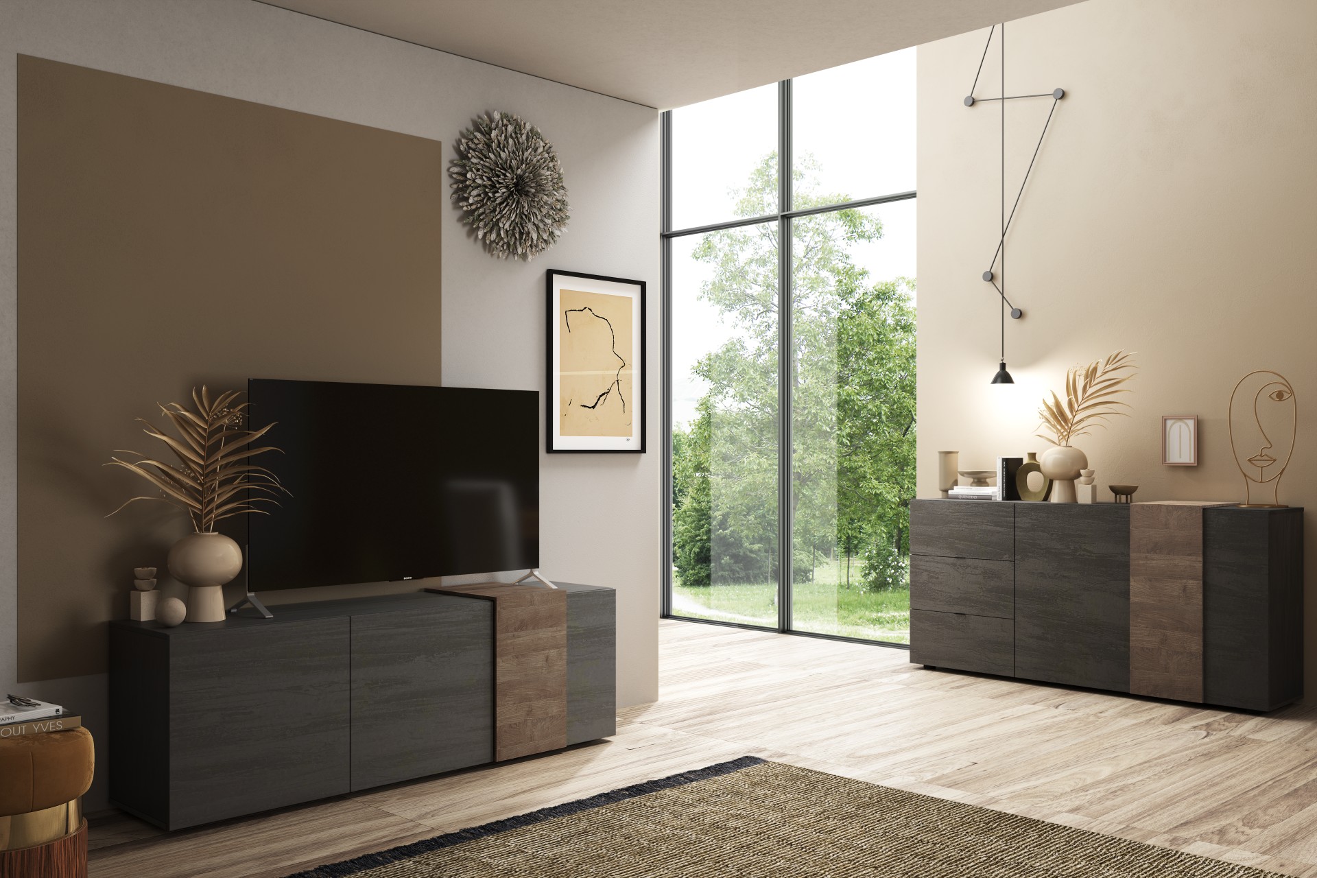 Modern dressoir in de kleur met eiken Aktie wonen.nl