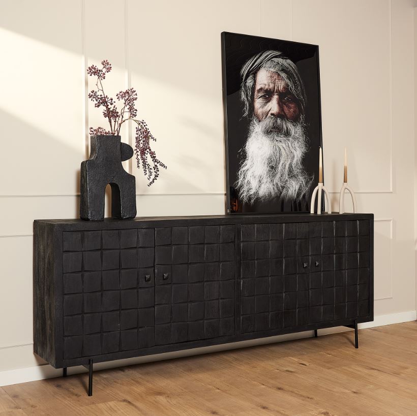 Brandy dressoir-zwart-220 cm