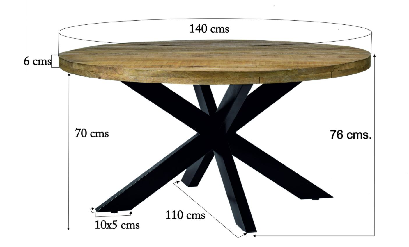 Stoere ronde tafel mango 140 cm