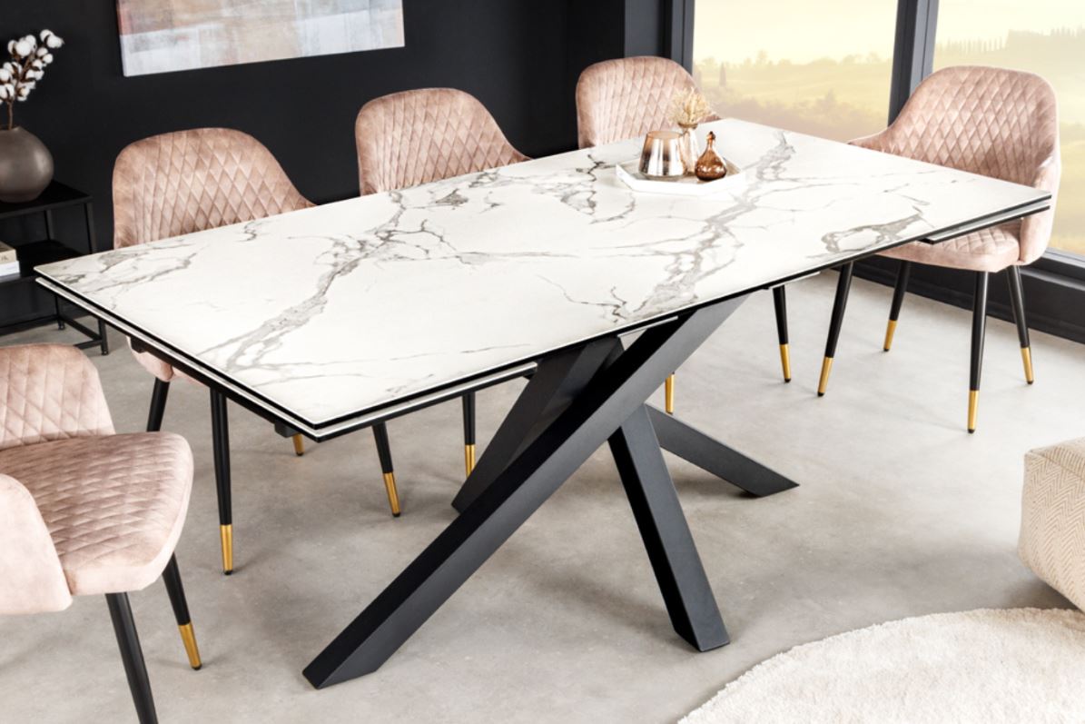 uitschuifbare tafel keramiek wit 180-260 cm