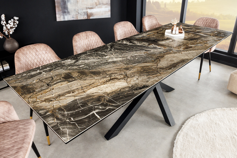 uitschuifbare tafel keramiek taupe 180-260 cm