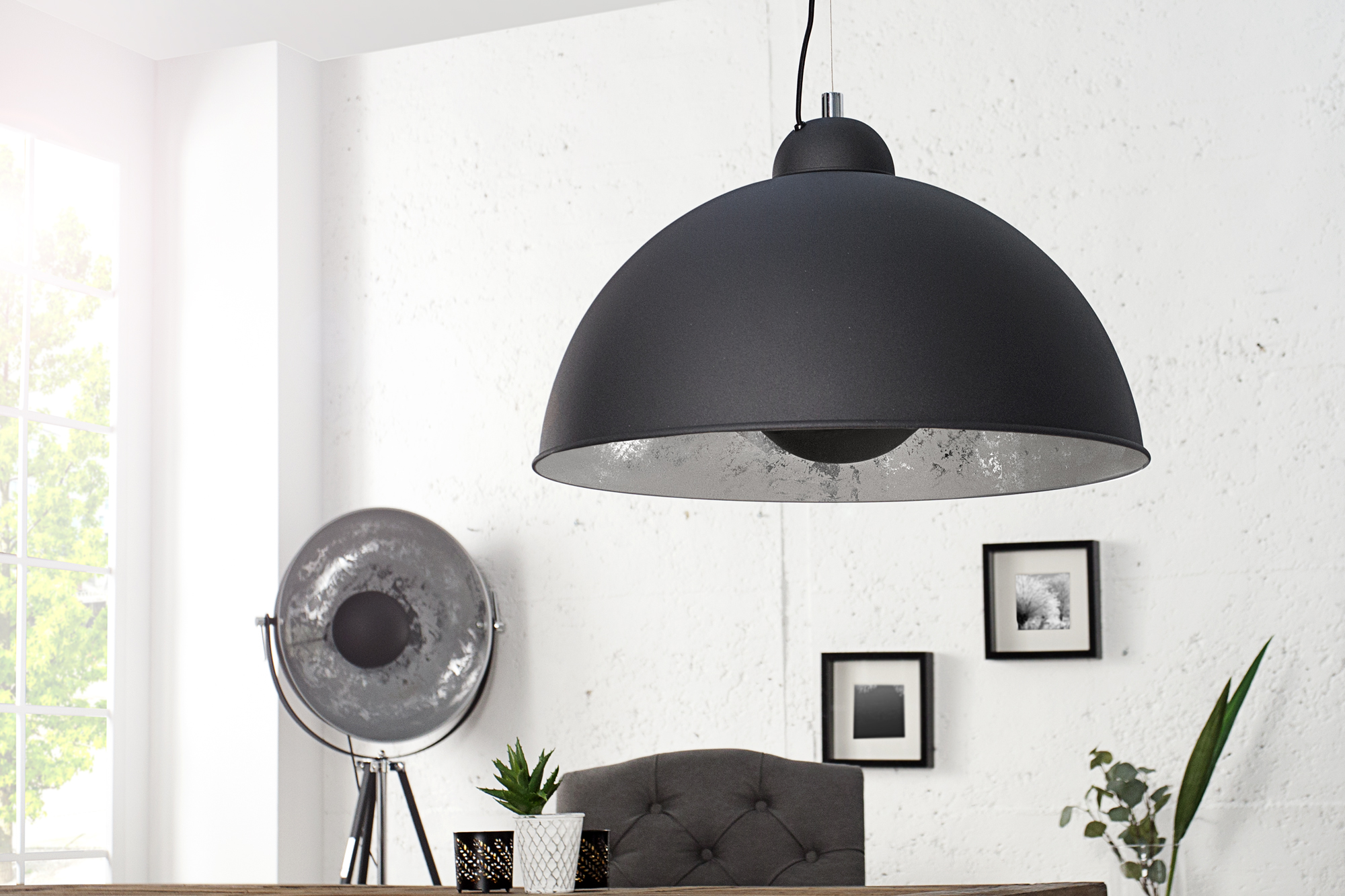 Hanglamp zwart zilver 55cm