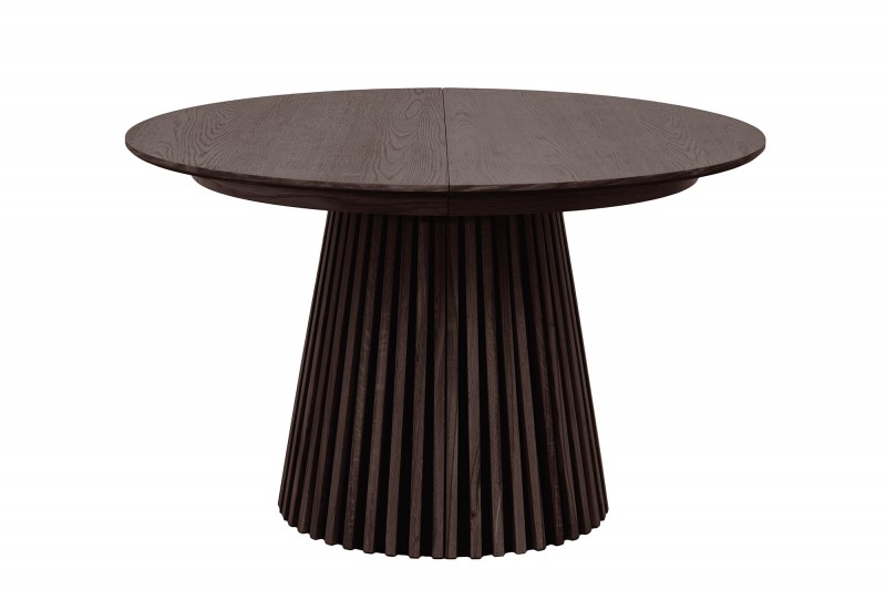 uitschuifbare ronde tafel donker eiken 120-200 cm