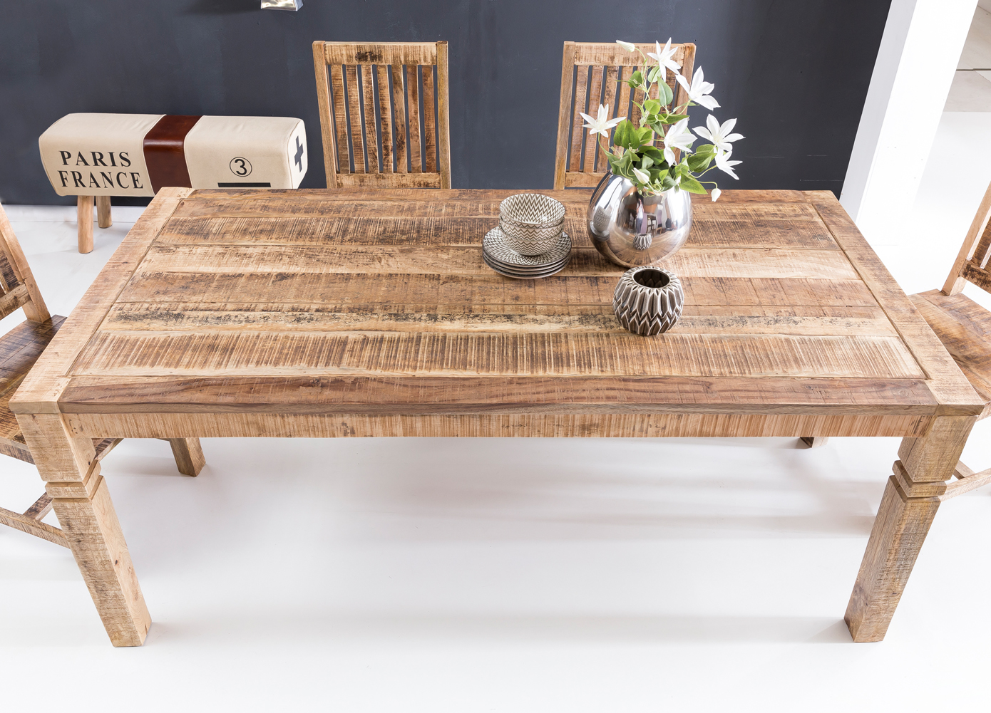 Mens Midden Reinig de vloer eettafel mangohout 180 cm - Hoogglans meubelen / mango houten meubelen |  Aktie Wonen.nl