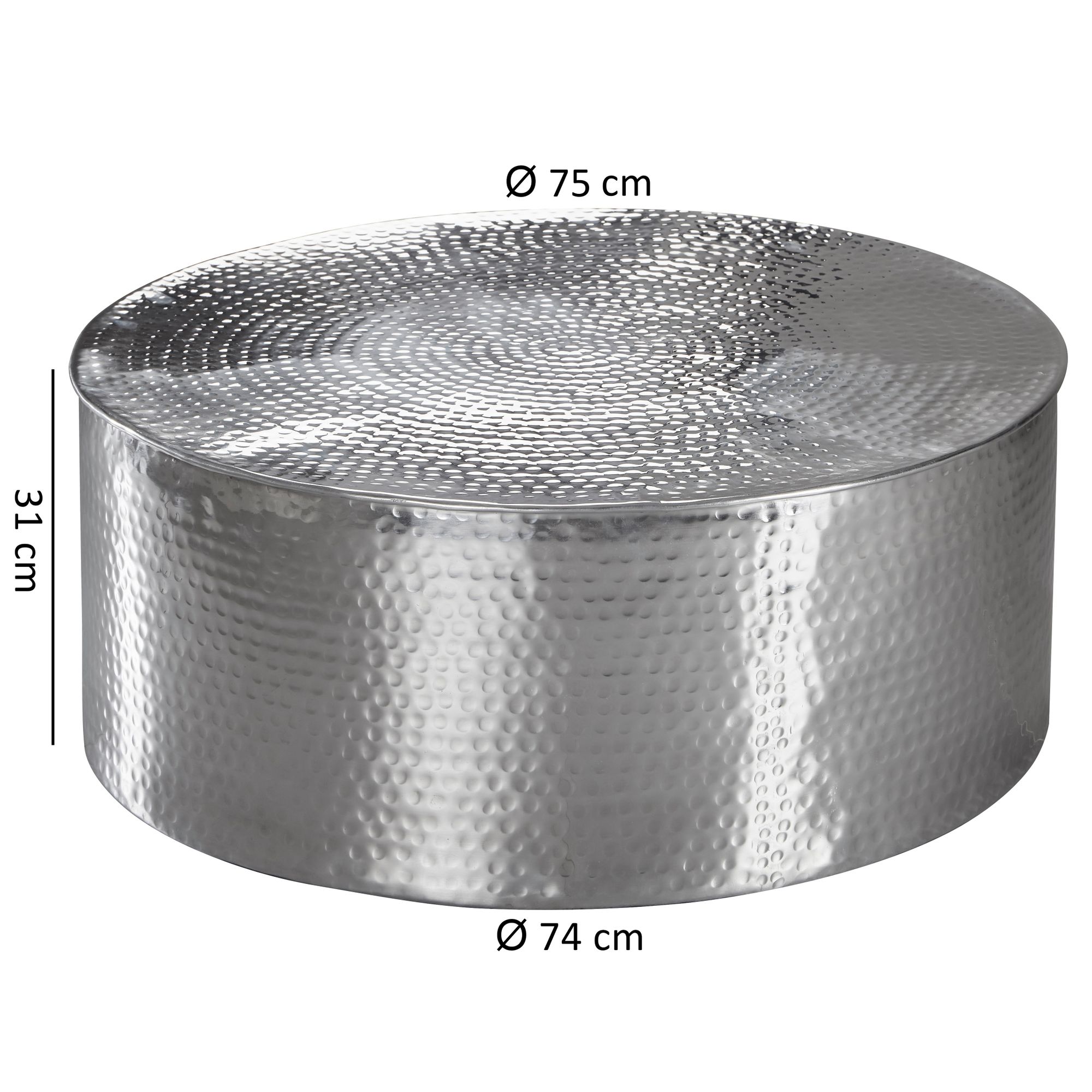 ronde salontafel zilver 75 cm