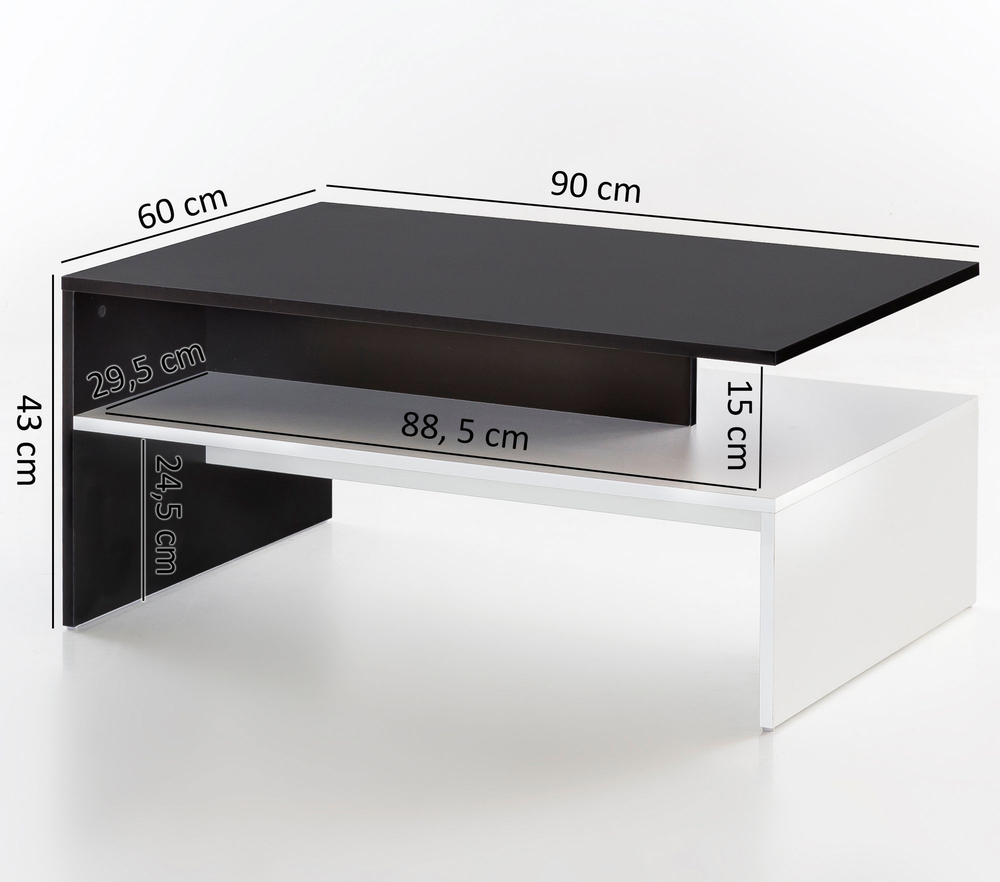 salontafel zwart wit 90 cm