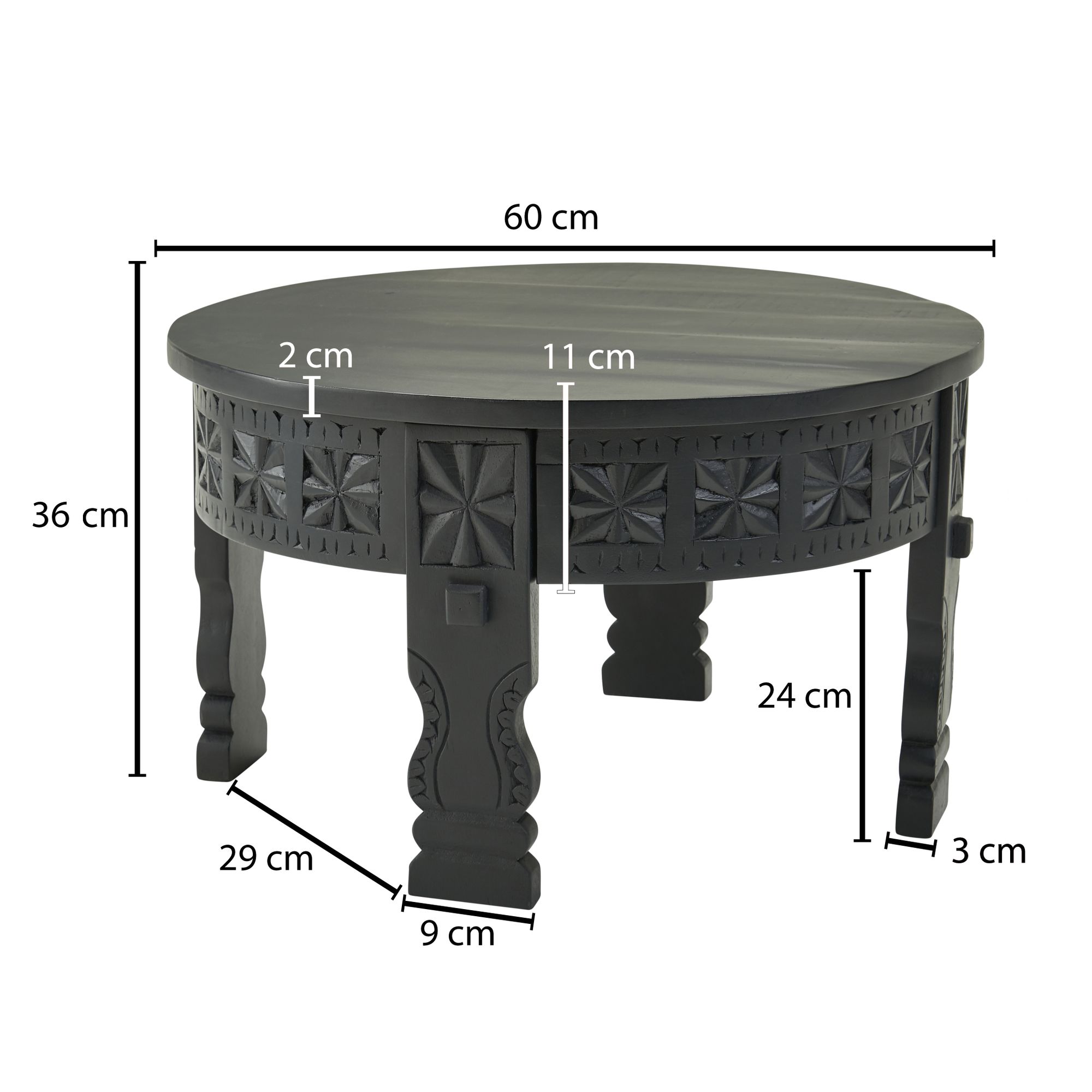 orientaalse salontafel zwart 60 cm