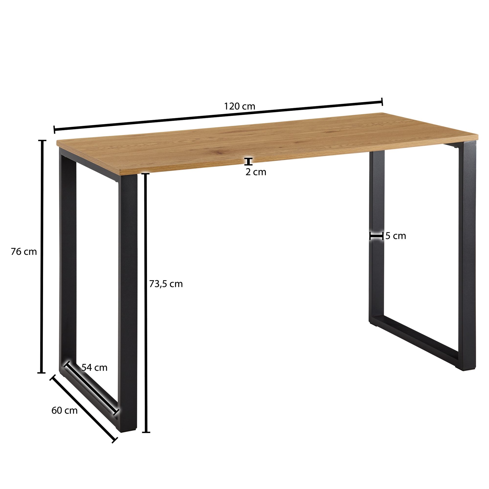 bureau in eiken kleur met zwarte U-poten | Aktie Wonen.nl